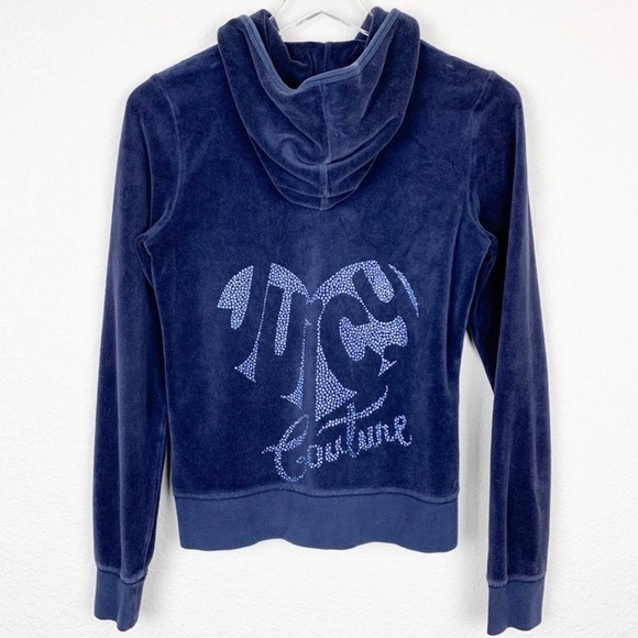 Juicy Couture Tops - ⭐️2/$25 Juicy Couture Glitter Zip Velvet Hoodie M